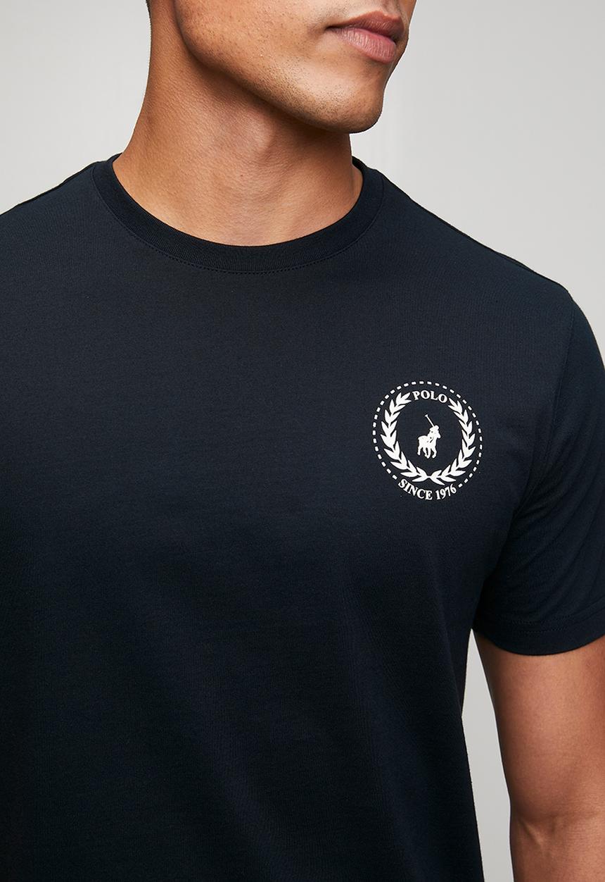 POLO - Mens crew neck logo printed short sleeve tee - black