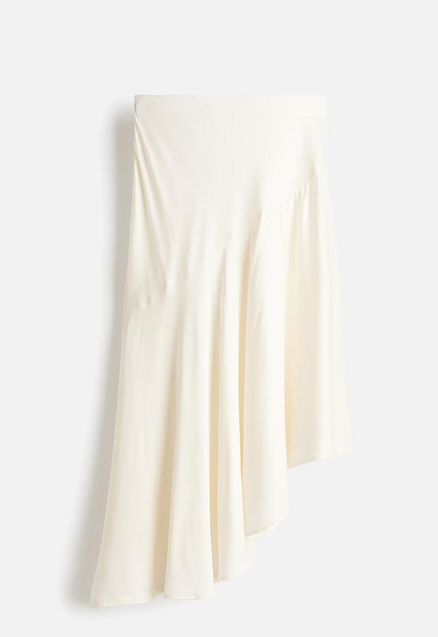 H&M - Asymmetric Viscose Skirt - cream