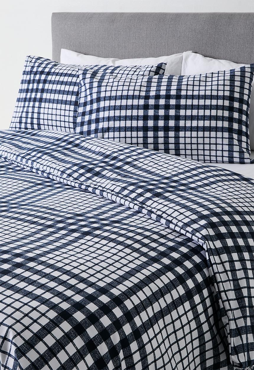 Sixth Floor - Orion Check Duvet Set Navy
