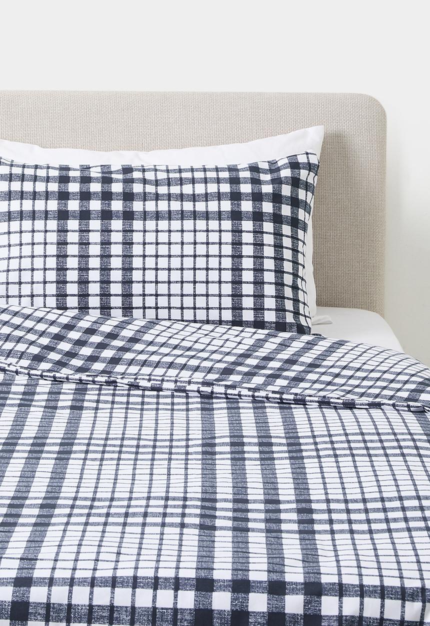 Sixth Floor - Orion Check Cotton Blend Kids Duvet Set - Navy