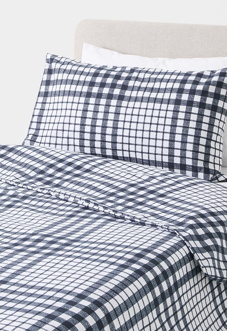 Sixth Floor - Orion Check Cotton Blend Kids Duvet Set - Navy