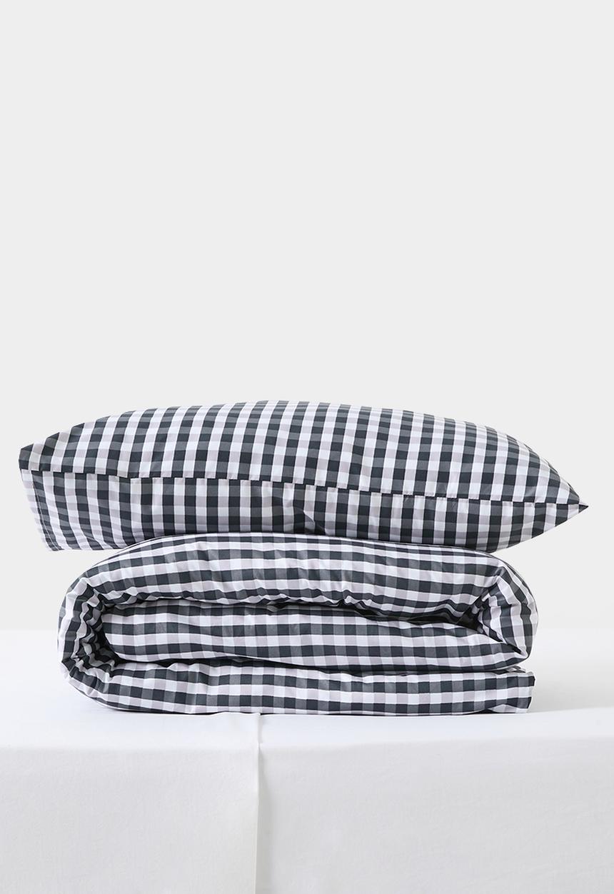 Sixth Floor - Midnight Gingham Super Soft Kids Duvet Set - Navy