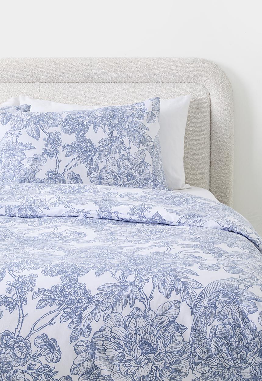 Sixth Floor - Indigo Floral Toile Cotton Blend Duvet Set - Multi