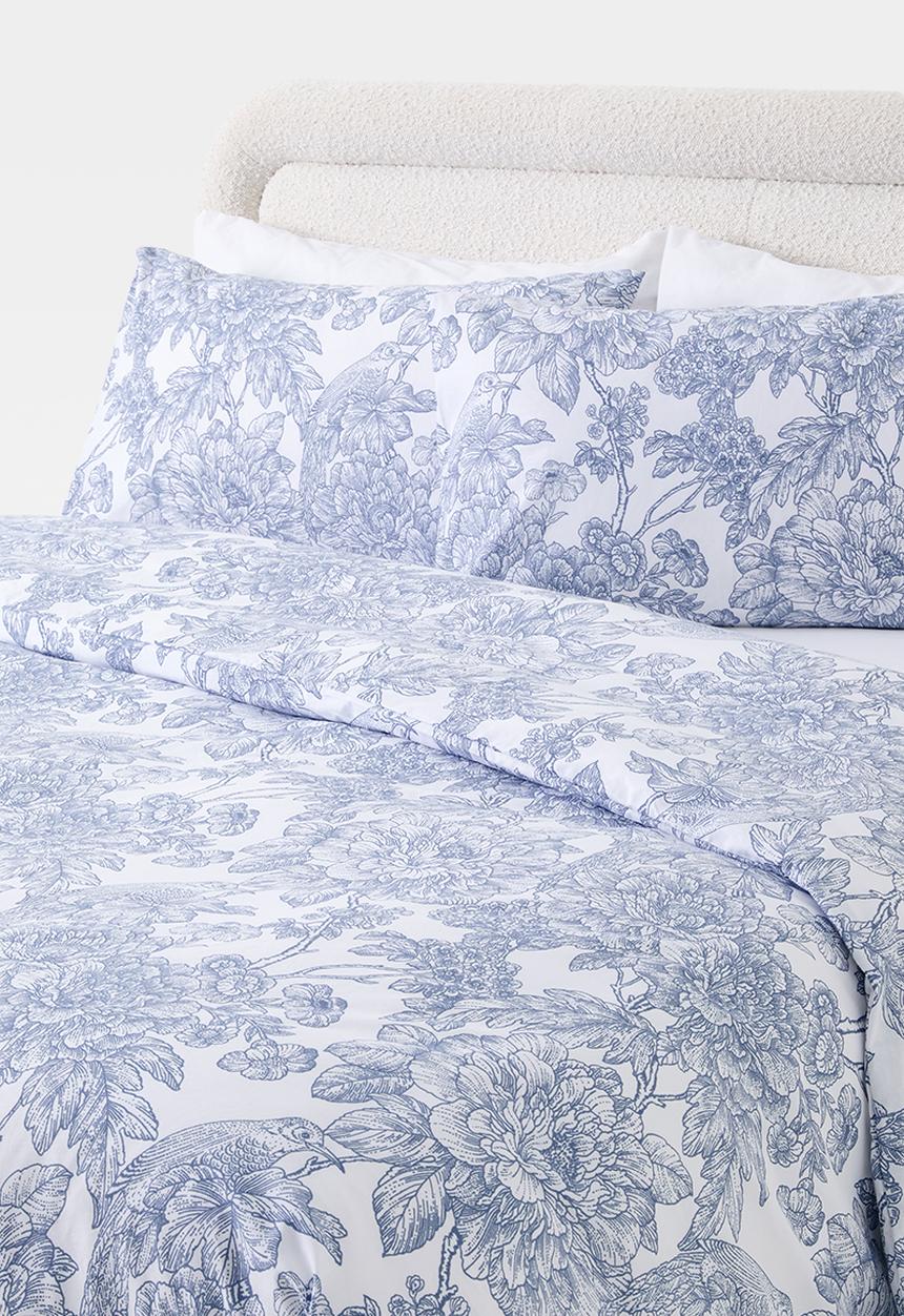 Sixth Floor - Indigo Floral Toile Cotton Blend Duvet Set - Multi