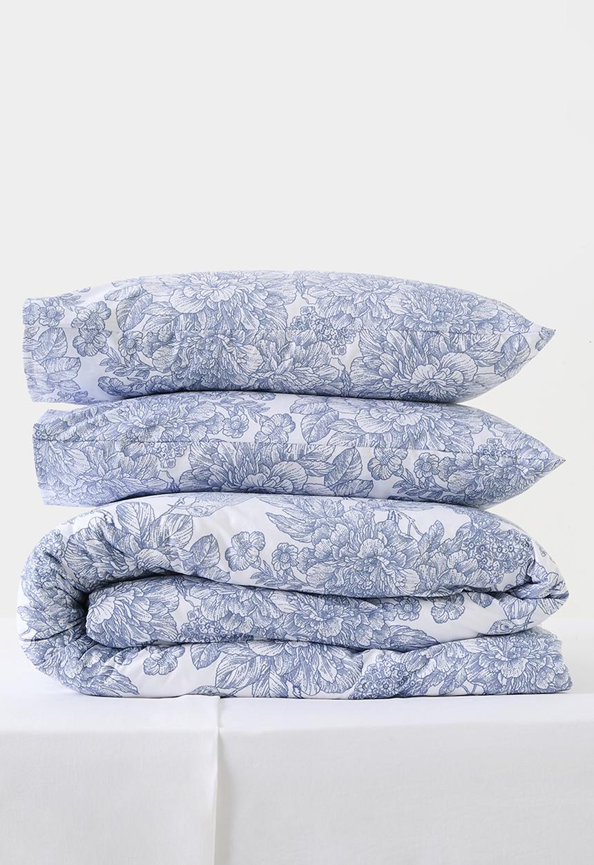Sixth Floor - Indigo Floral Toile Cotton Blend Duvet Set - Multi