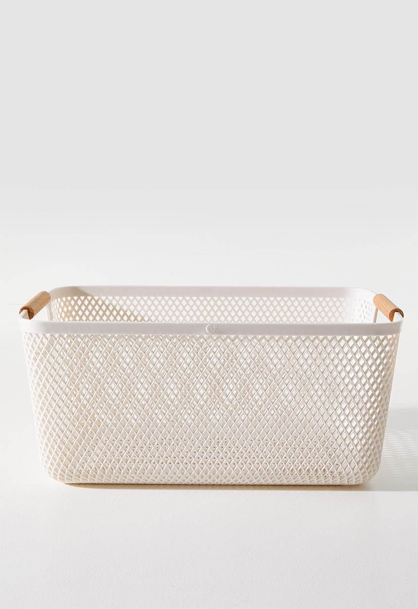 Bathroom Solutions - Multi basket wbeachwood handles white