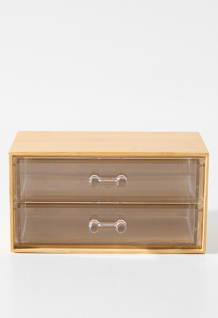 Bathroom Solutions - BAMBOO MAKE-UP ORGANISER 2 DRAWER