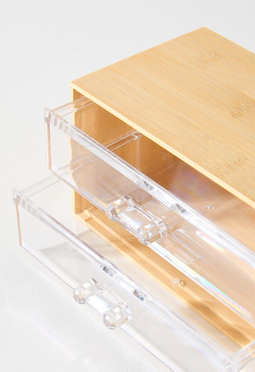 Bathroom Solutions - BAMBOO MAKE-UP ORGANISER 2 DRAWER