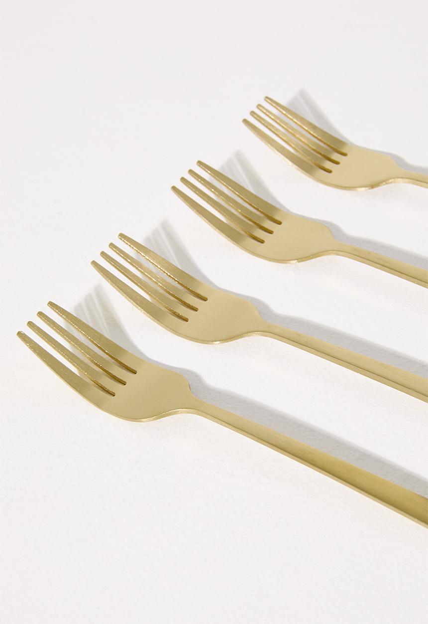 Excellent Houseware - Gold Cake Fork Set - 4pcs