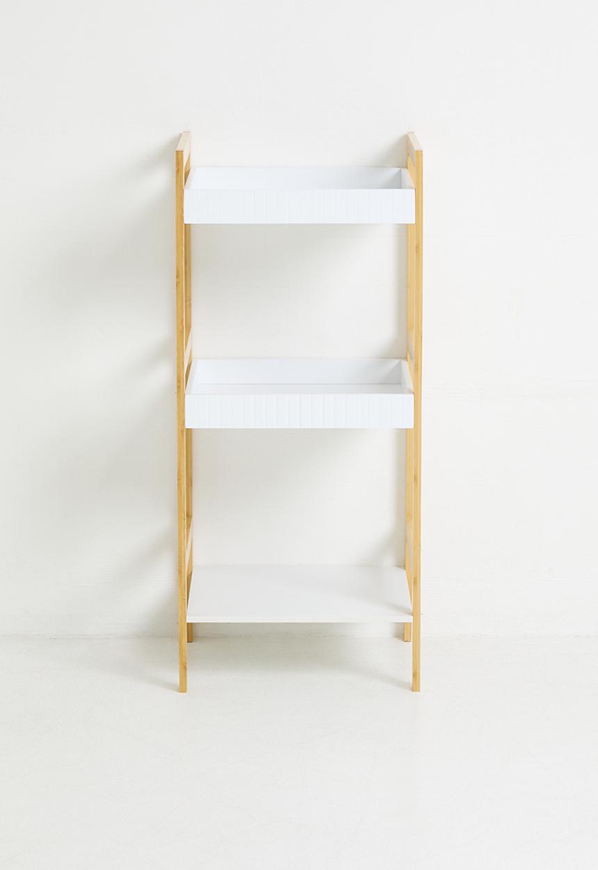 Storage Solutions - 3 Shelf Bathroom Rack Bamboo - White