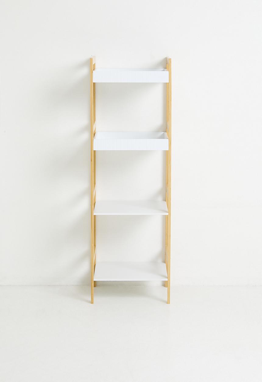 Storage Solutions - 4 Shelf Bathroom Rack Bamboo - White