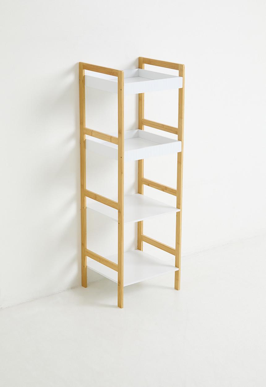 Storage Solutions - 4 Shelf Bathroom Rack Bamboo - White