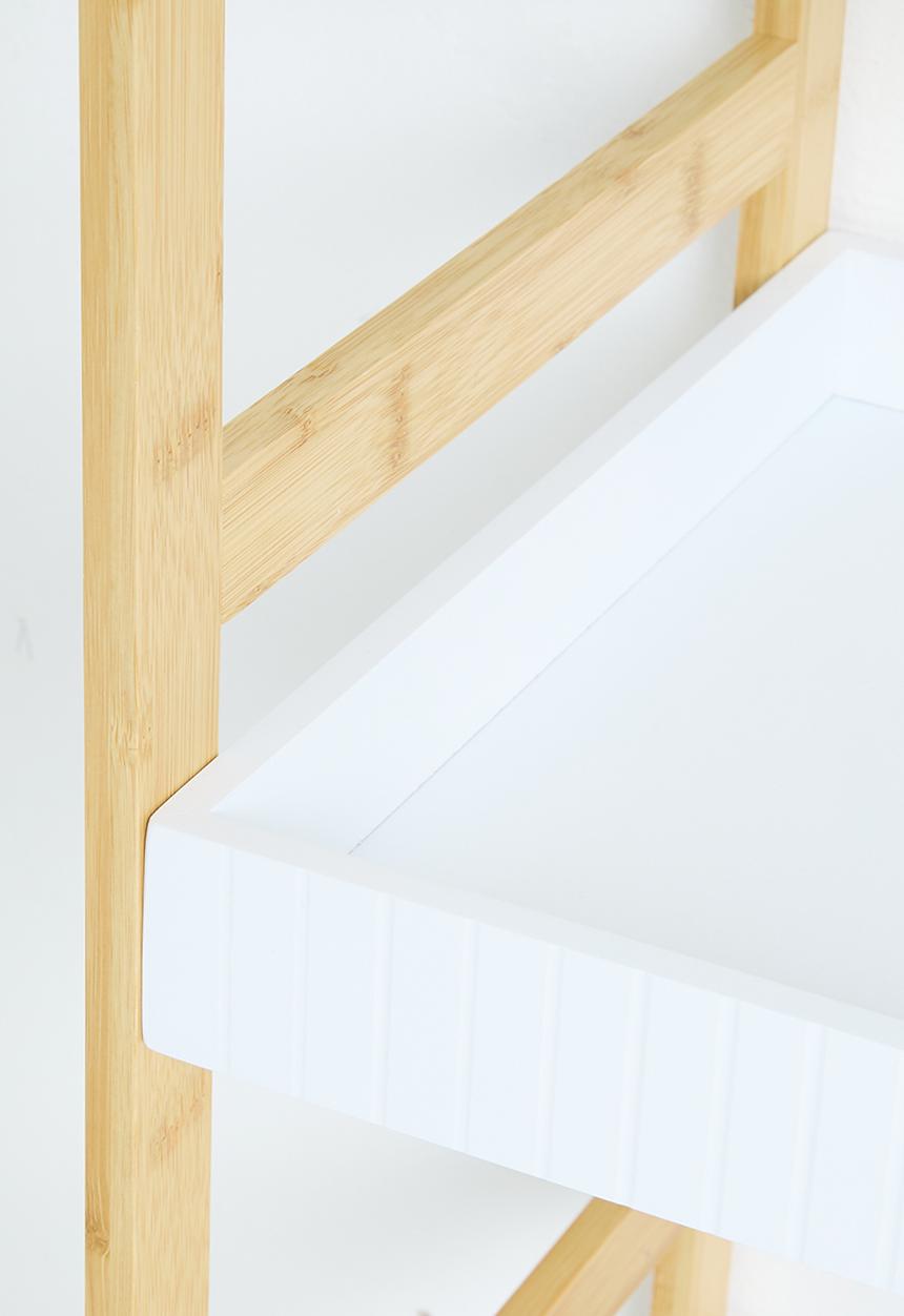Storage Solutions - 4 Shelf Bathroom Rack Bamboo - White