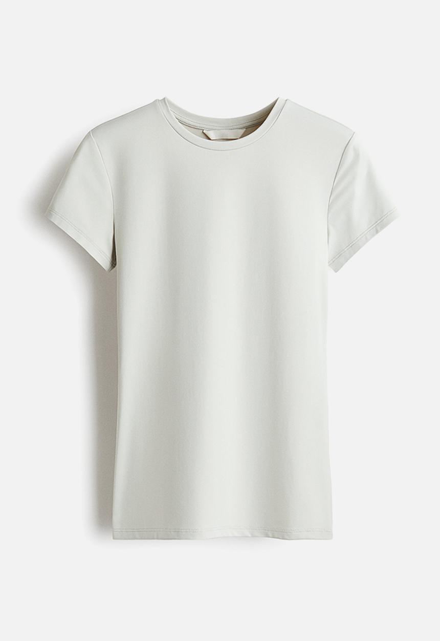H&M - Fitted microfibre T-shirt - light grey