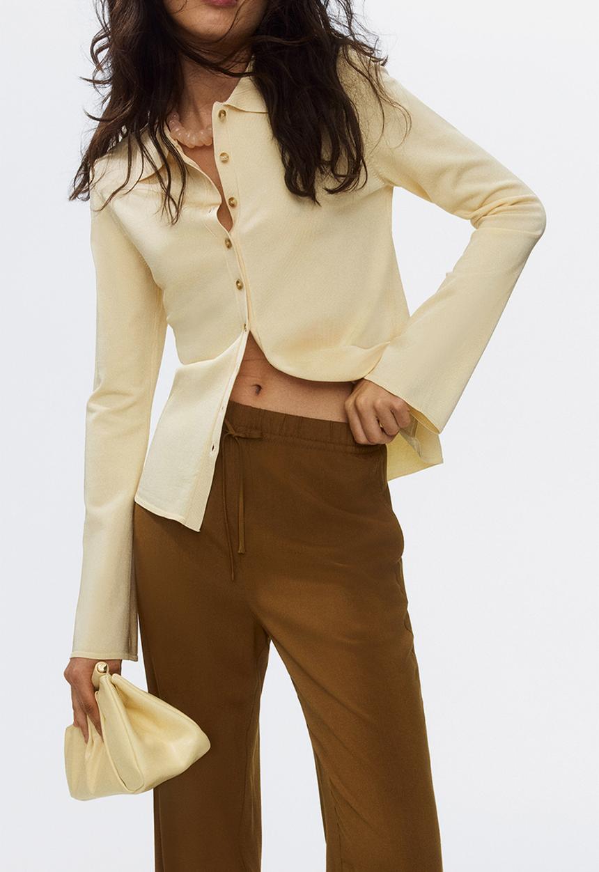 H&M - Wide pull-on trousers - olive green