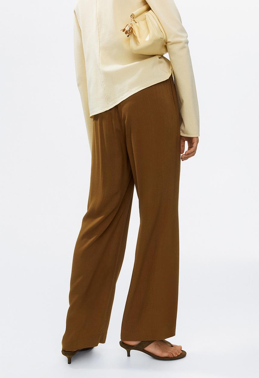 H&M - Wide pull-on trousers - olive green