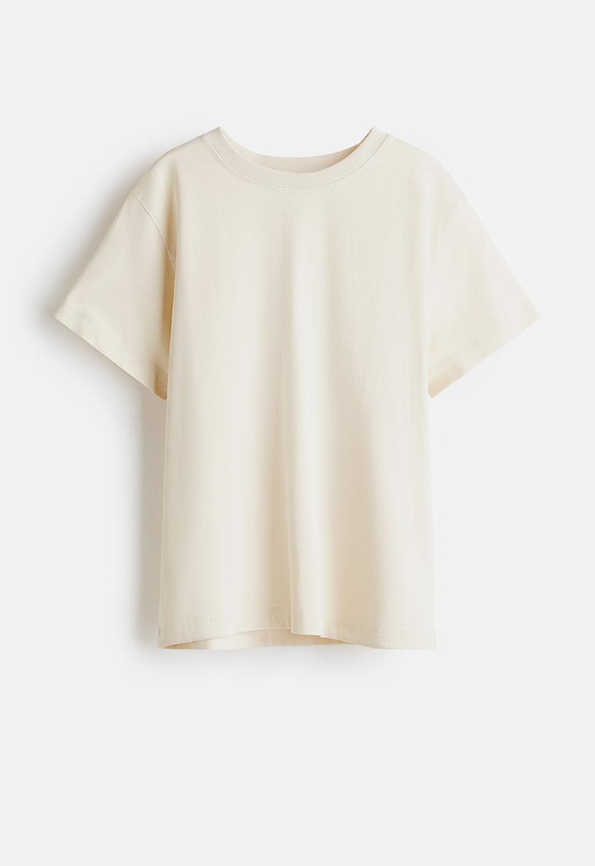 H&M - Oversized cotton T-shirt - light beige