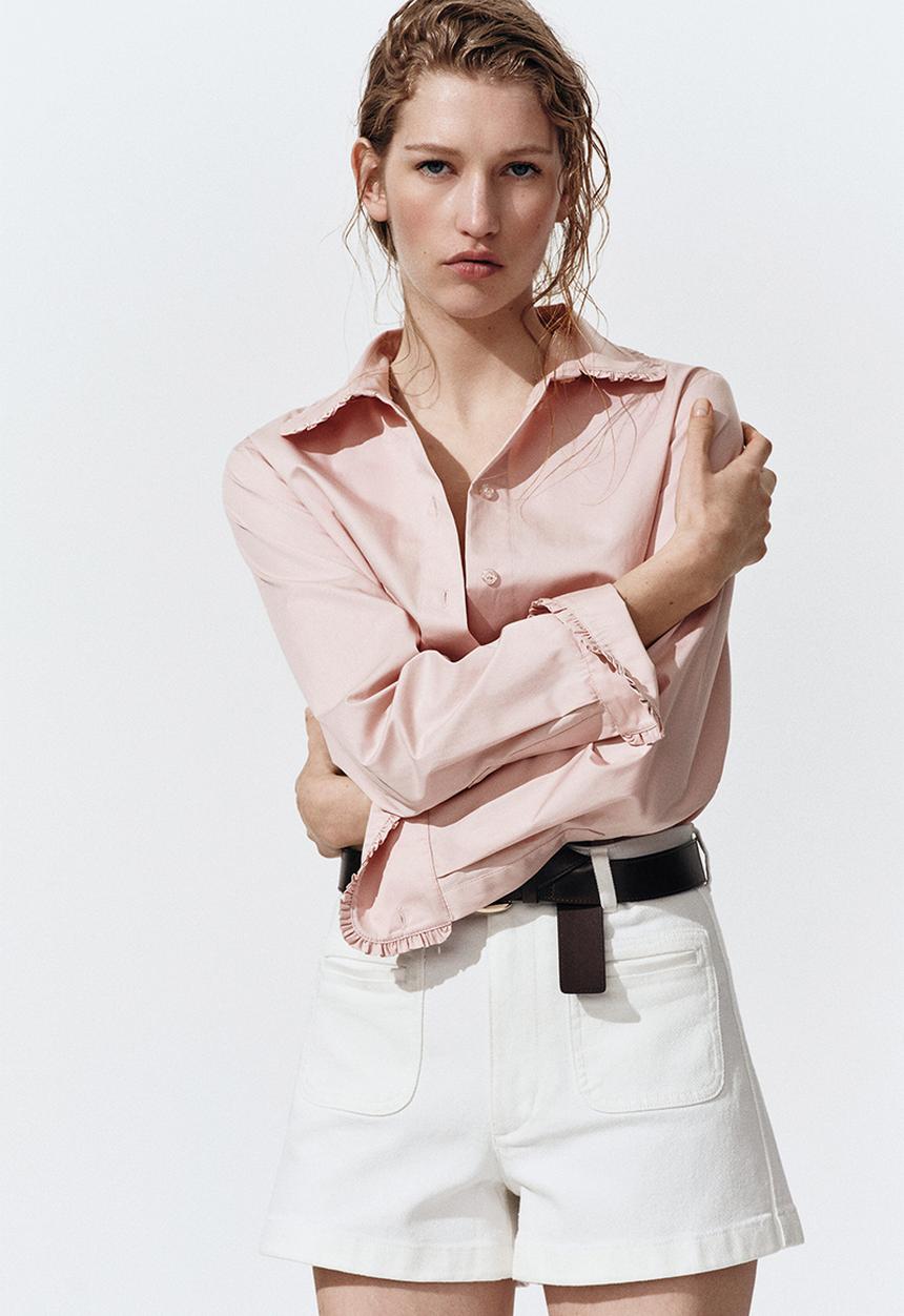 H&M - Cotton poplin shirt - light pink