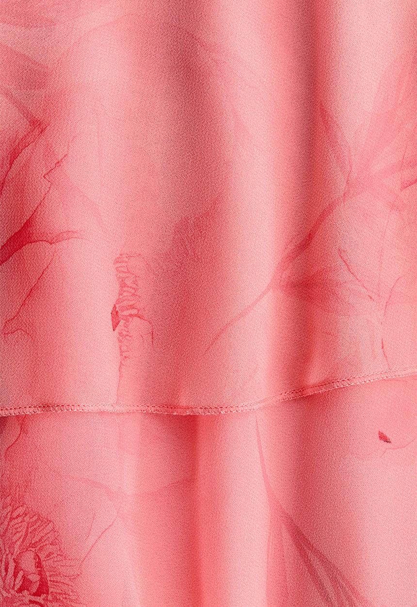 H&M - Asymmetric chiffon dress - pink/floral