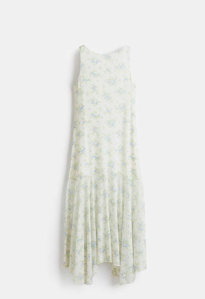 H&M - Patterned mesh dress - cream/blue floral