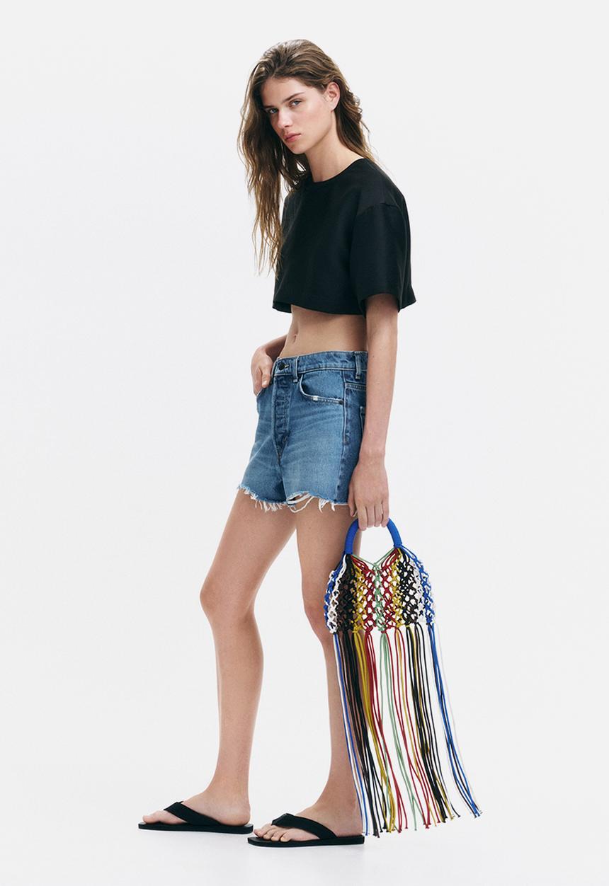 H&M - Raw-edge denim shorts - light denim blue