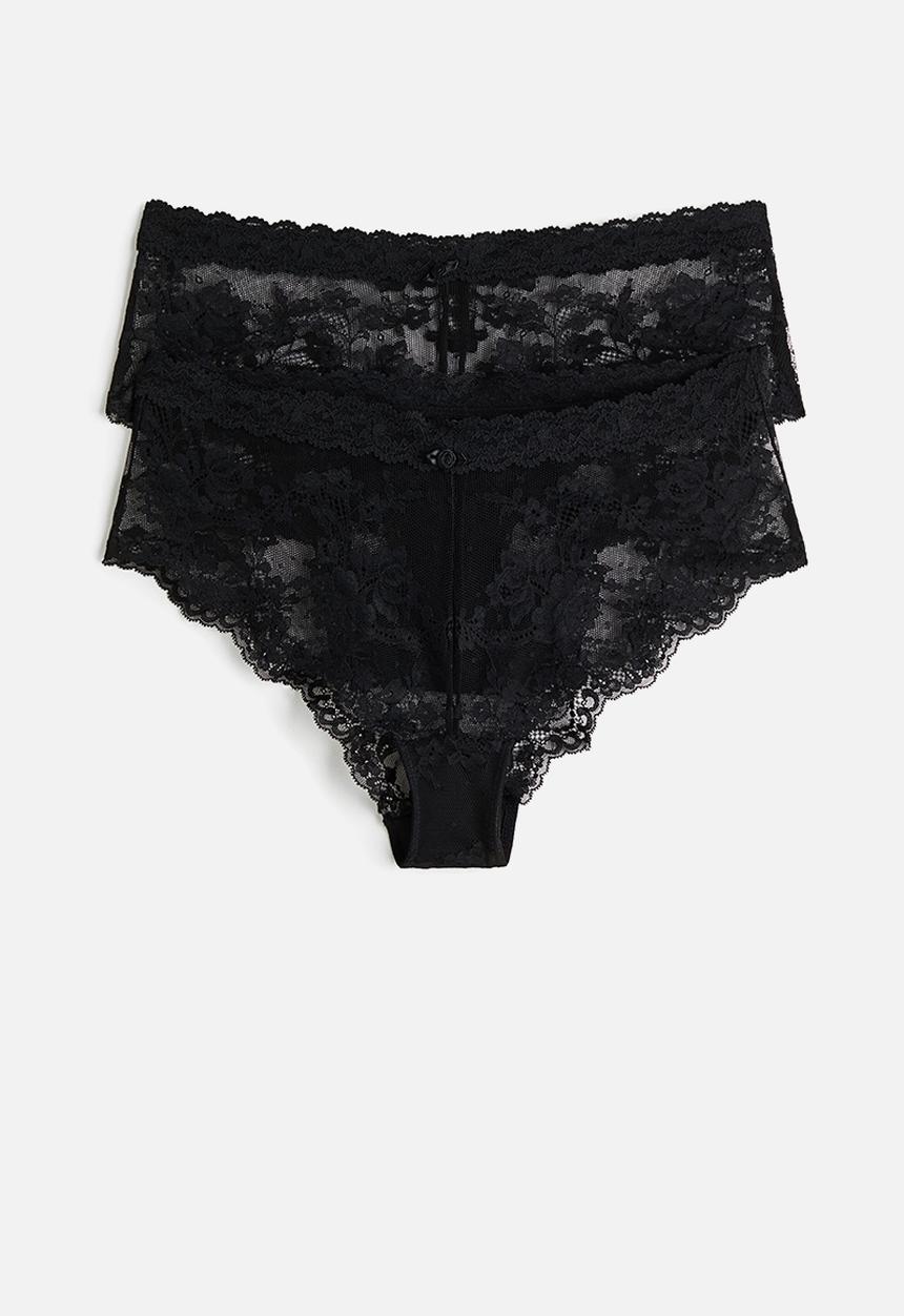 H&M - 2-Pack lace hipster briefs - black