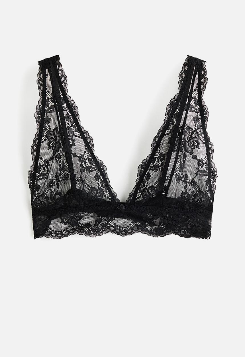 H&M - Soft lace bra - black