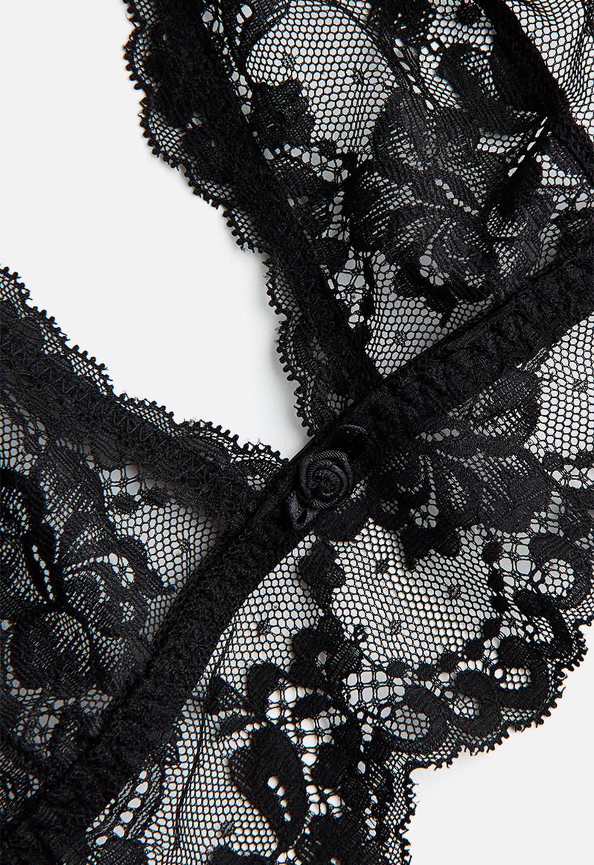 H&M - Soft lace bra - black