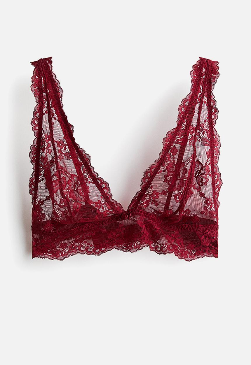 H&M - Soft lace bra - dark red