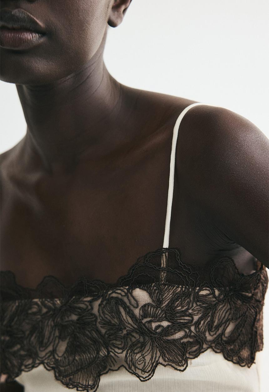 H&M - Appliqu?d strappy top - light beige