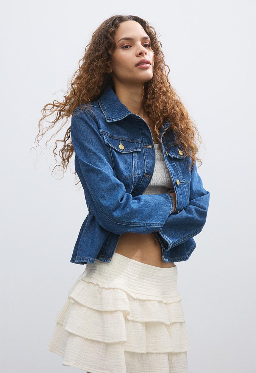 H&M - Tiered viscose mini skort - cream