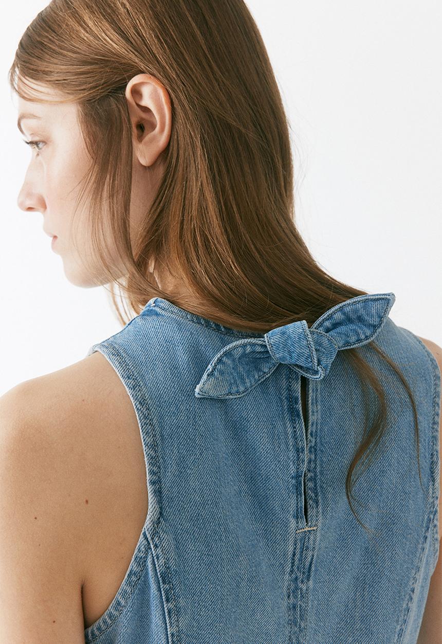 H&M - Flared-skirt denim dress - light denim blue