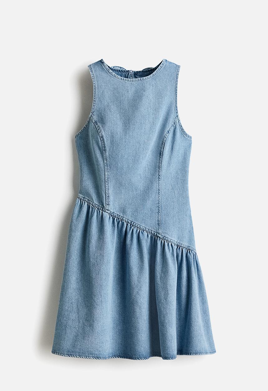 H&M - Flared-skirt denim dress - light denim blue
