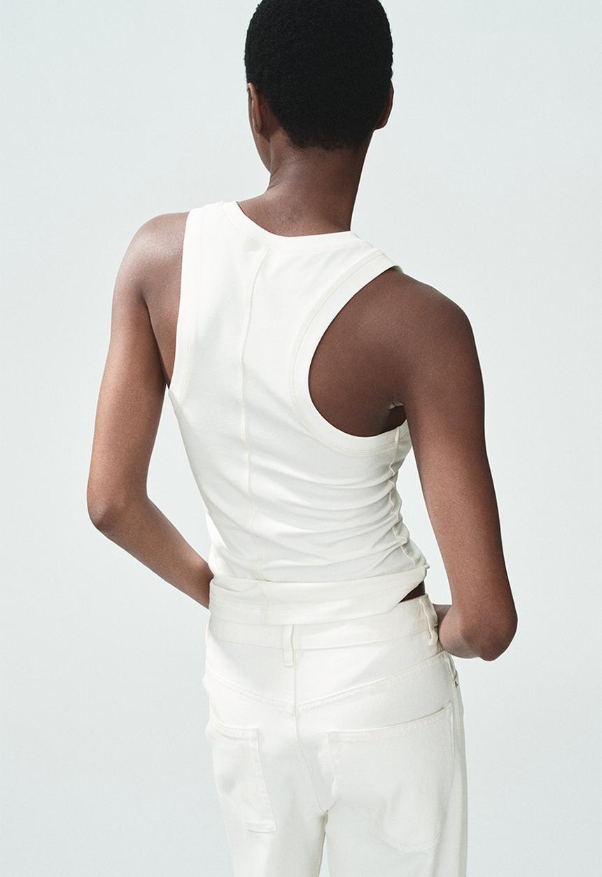 H&M - Flatlock-seam vest top - white