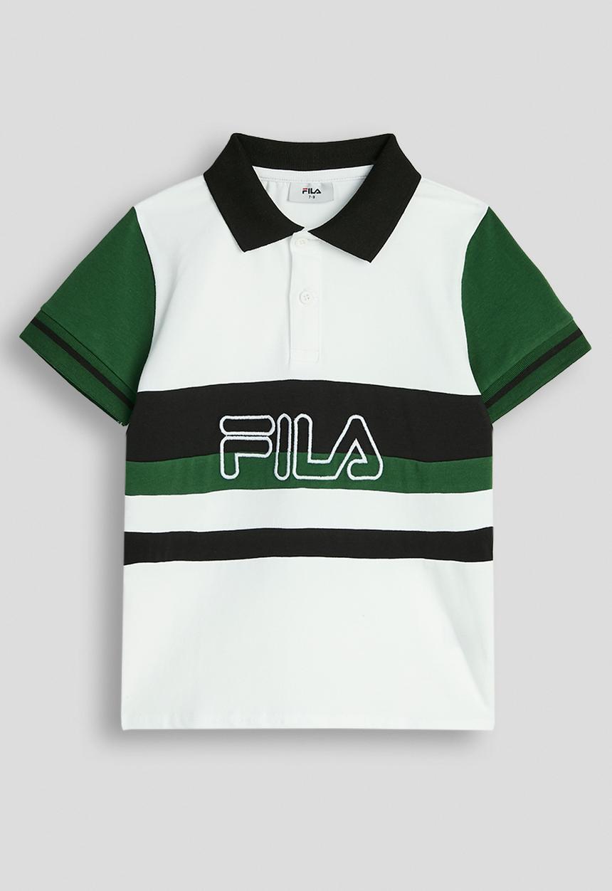 FILA - Greyson Golf Shirt - White/Black/ Evergreen