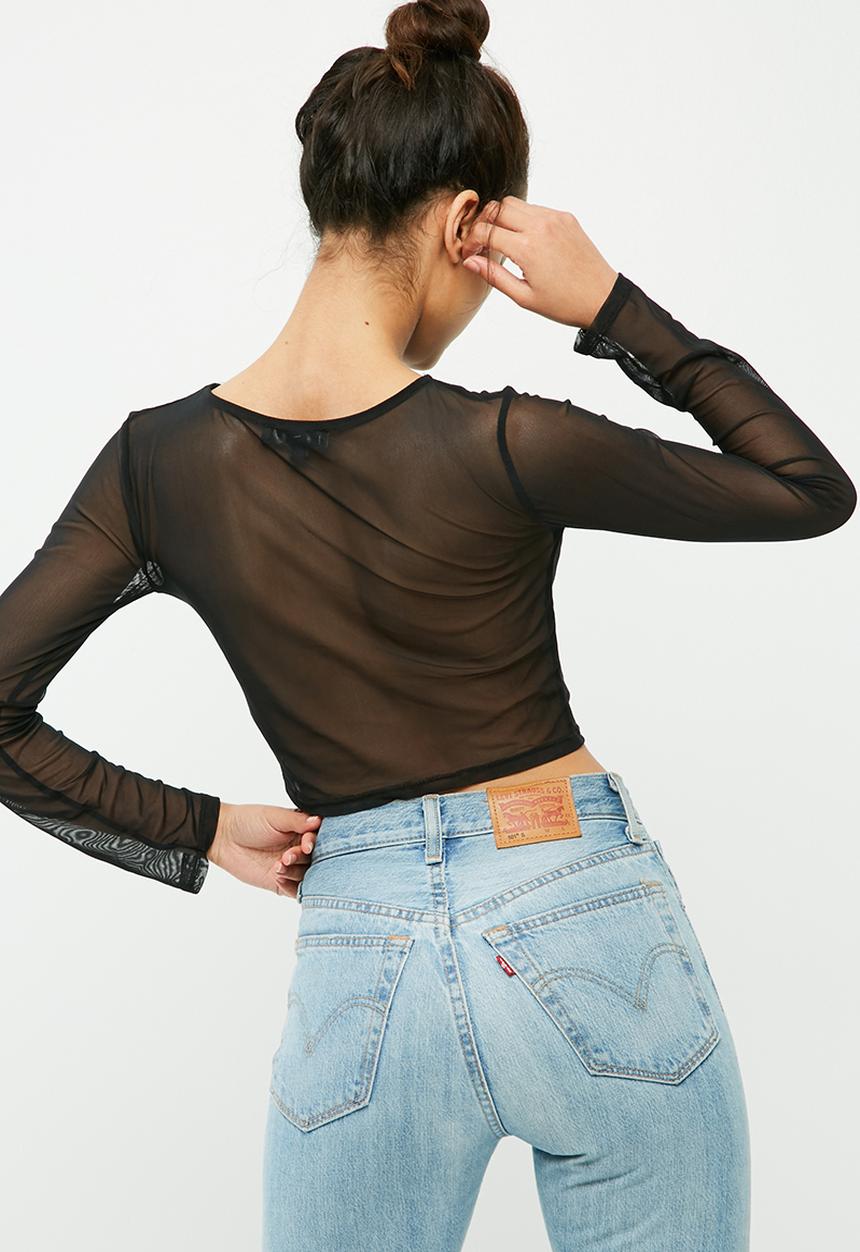 Missguided - Star detail mesh crop top