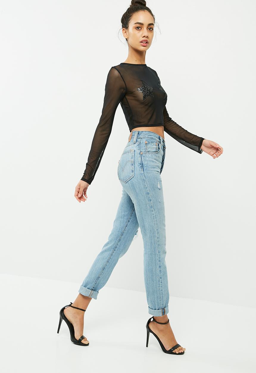 Missguided - Star detail mesh crop top