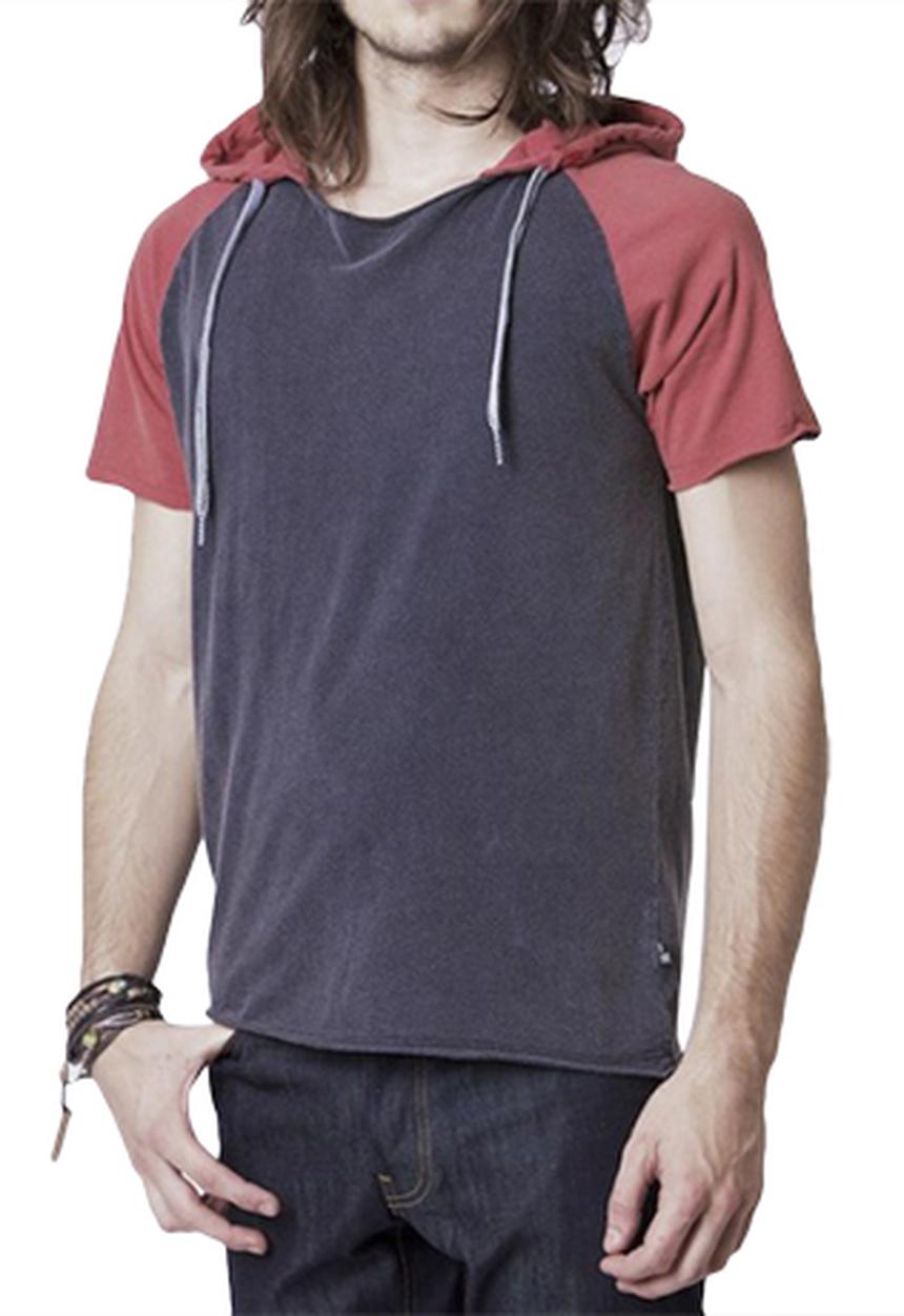 Menswear Mash-Up - Laurence Hooded Raglan Tee – Black & Red