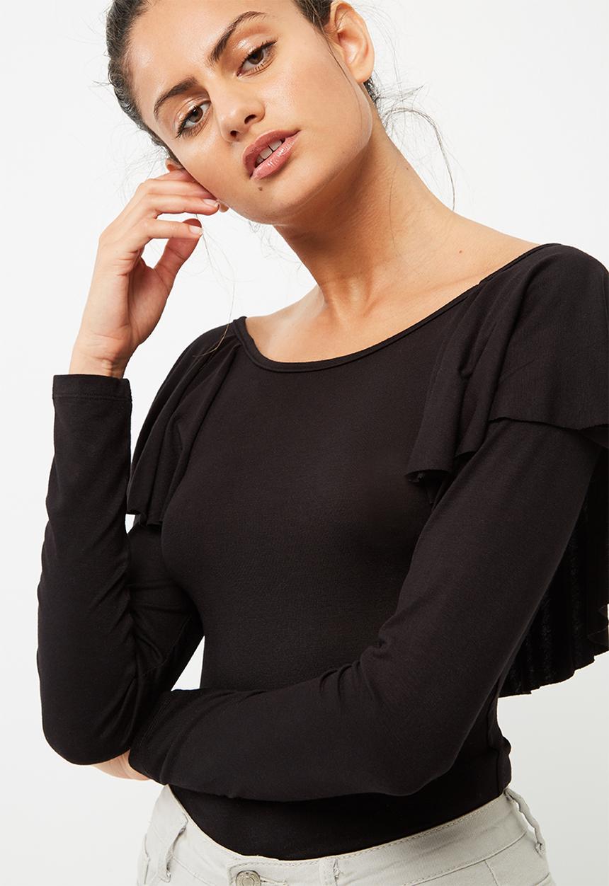 dailyfriday - Back ruffle bodysuit with long sleeves