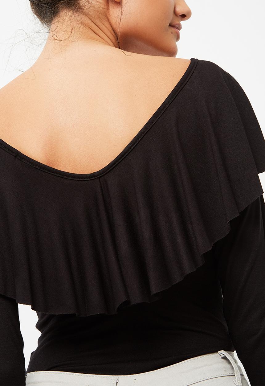 dailyfriday - Back ruffle bodysuit with long sleeves