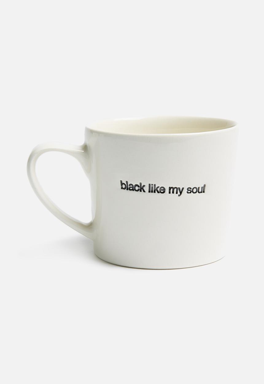 Urchin Art - Black like my soul stamped mug