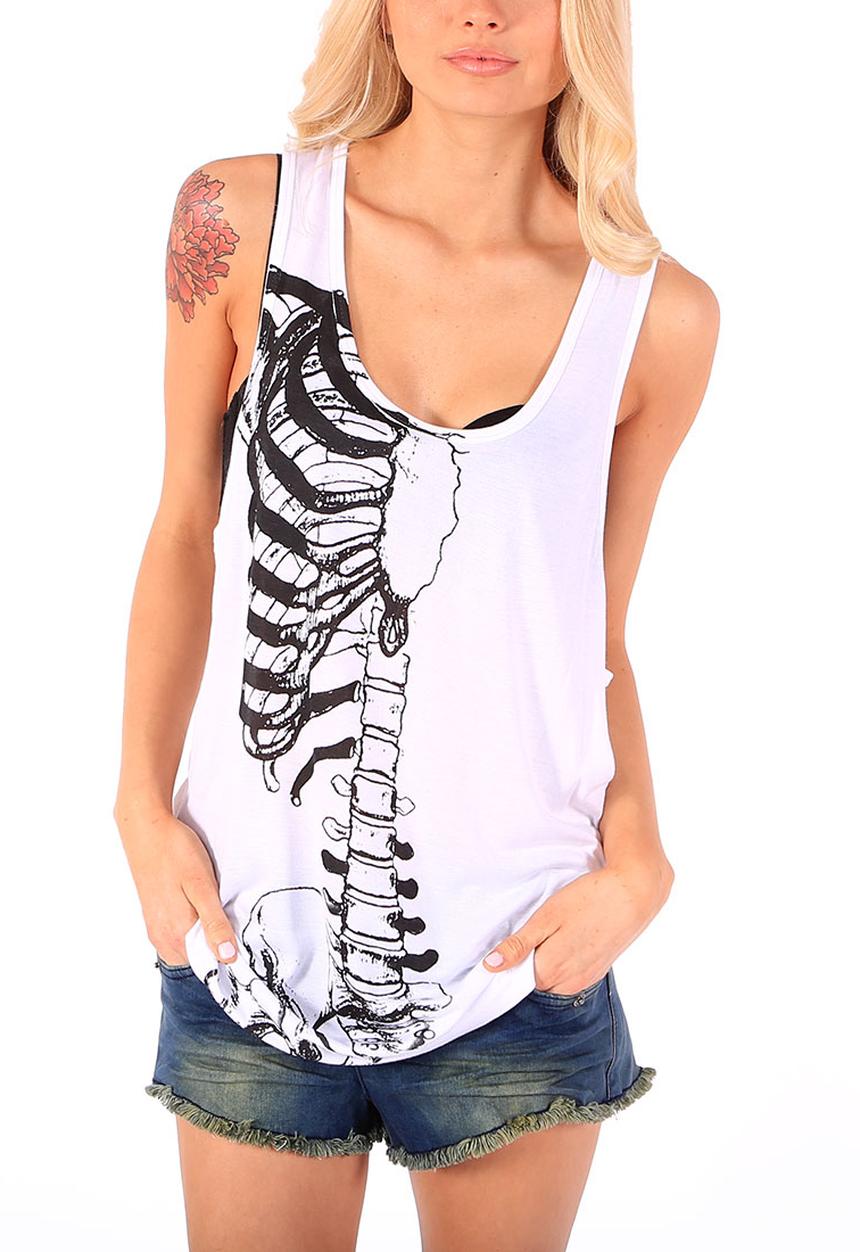 Pretty in Punk - Caged Viscose Tank – White