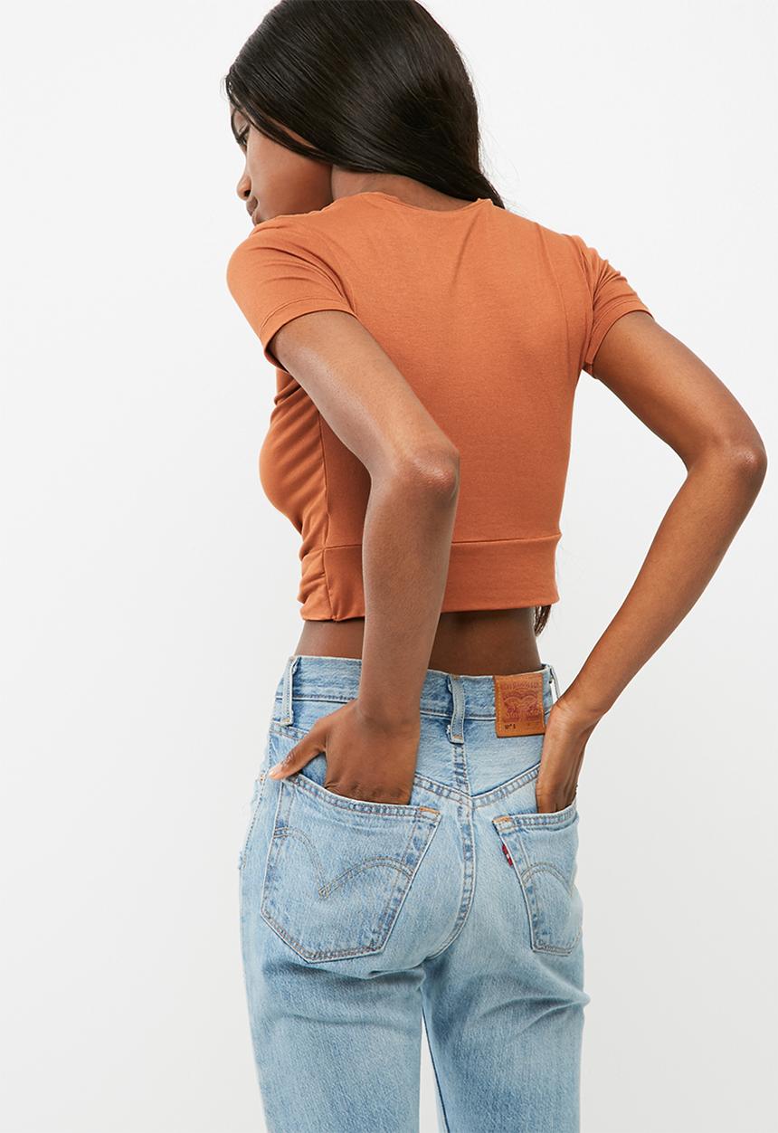 dailyfriday - Knotted front turtleneck top