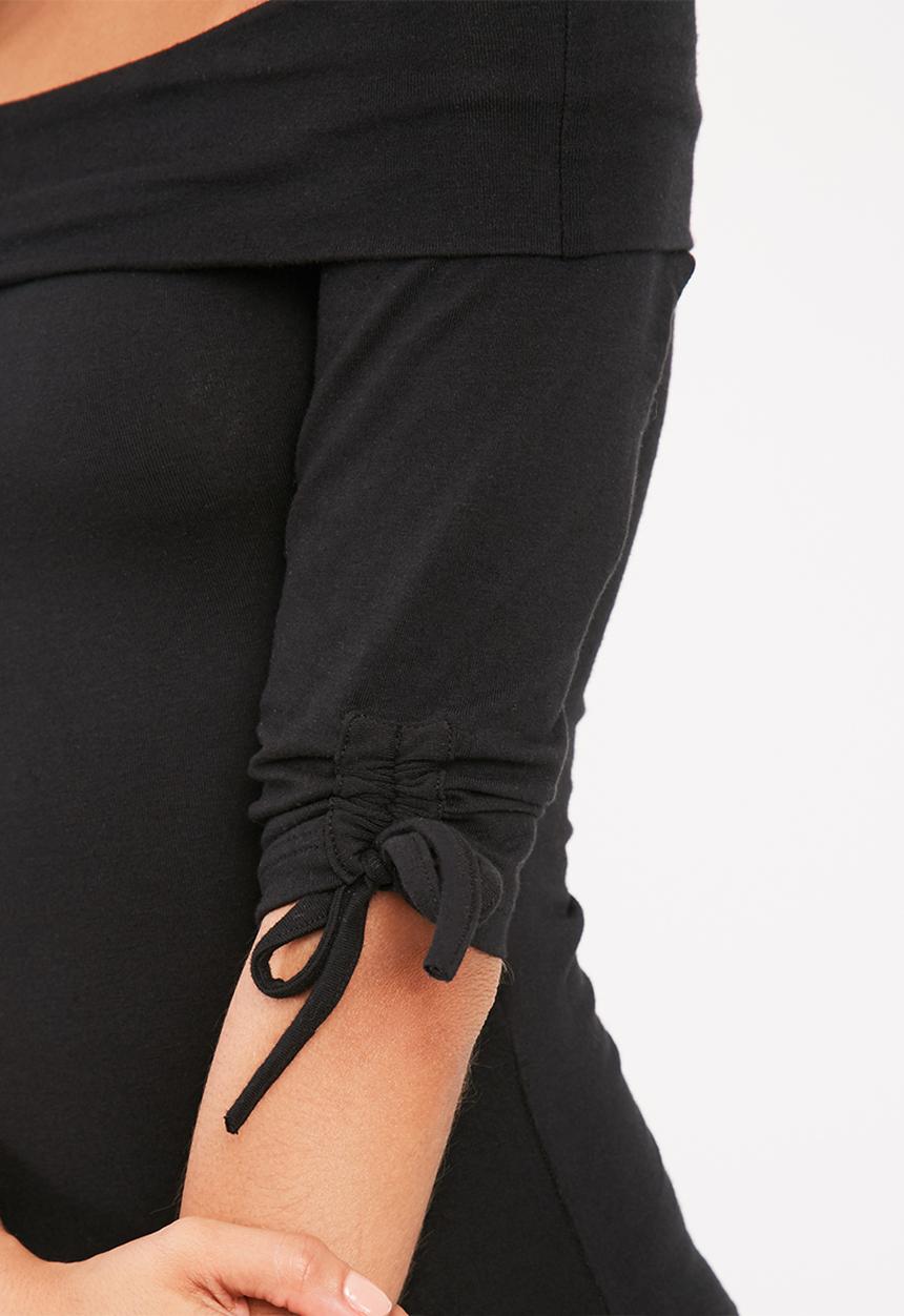 dailyfriday - Off shoulder ruched sleeve bodysuit