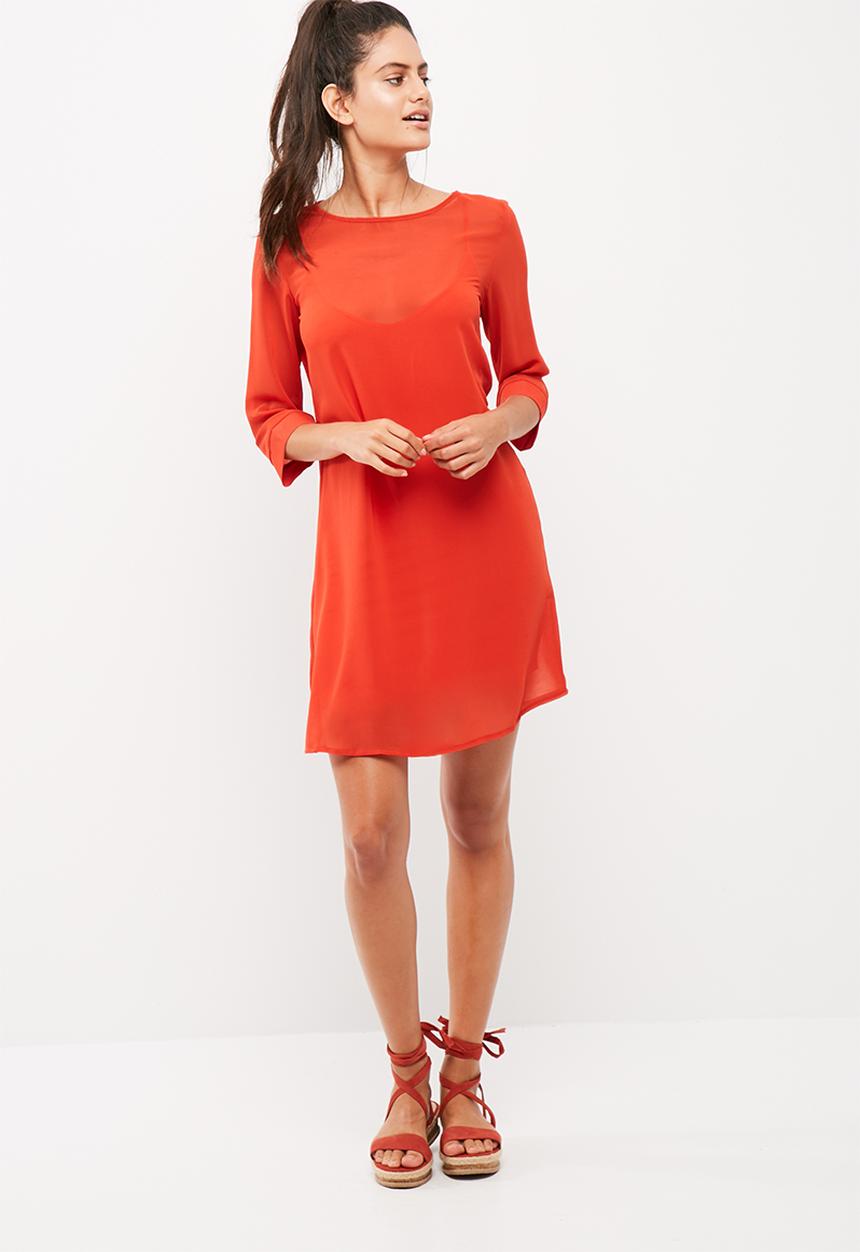 dailyfriday - Chiffon shift dress with viscose knit slip