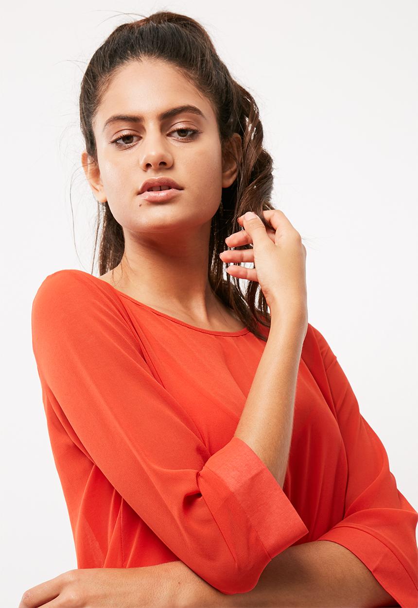 dailyfriday - Chiffon shift dress with viscose knit slip