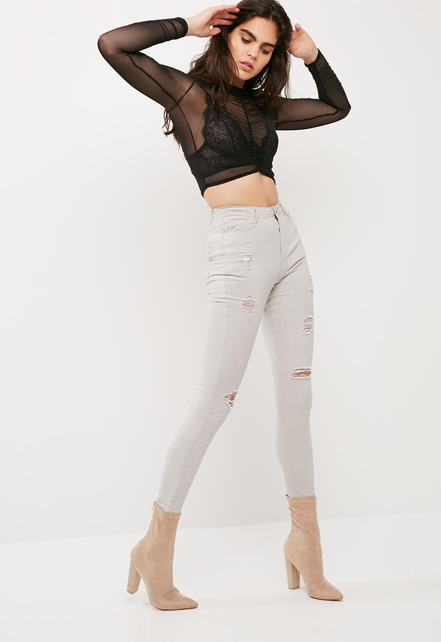 Missguided - Ruched mesh crop top