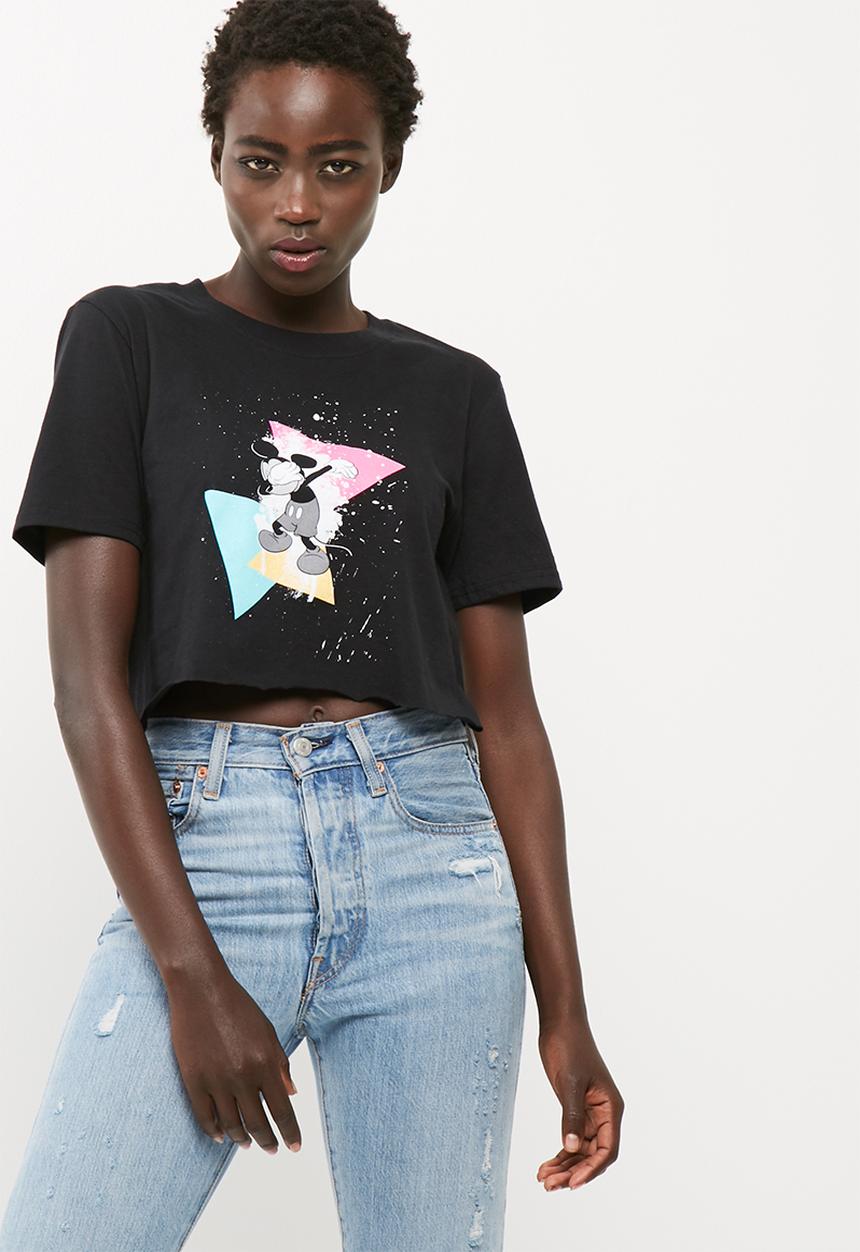 Missguided - Mickey dabbing graphic crop tee