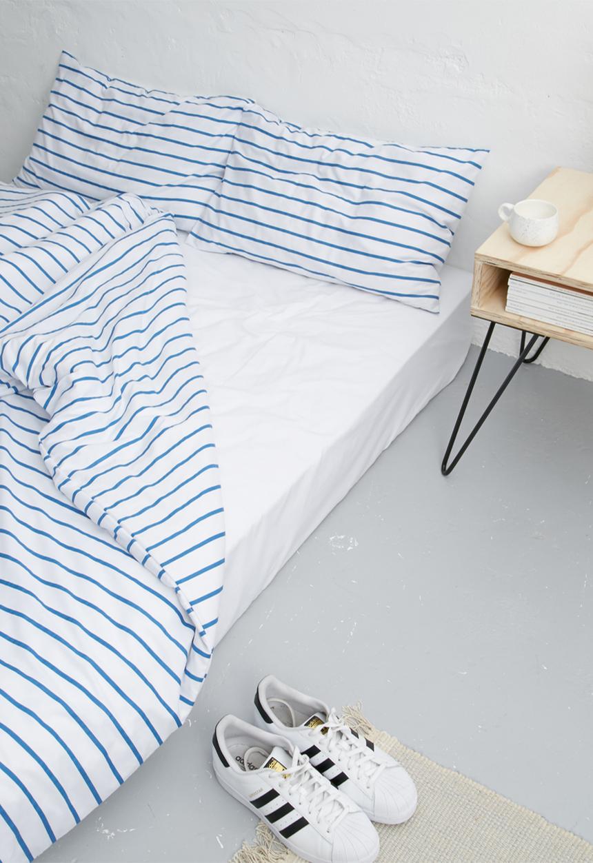Sixth Floor - Azure stripe printed duvet set