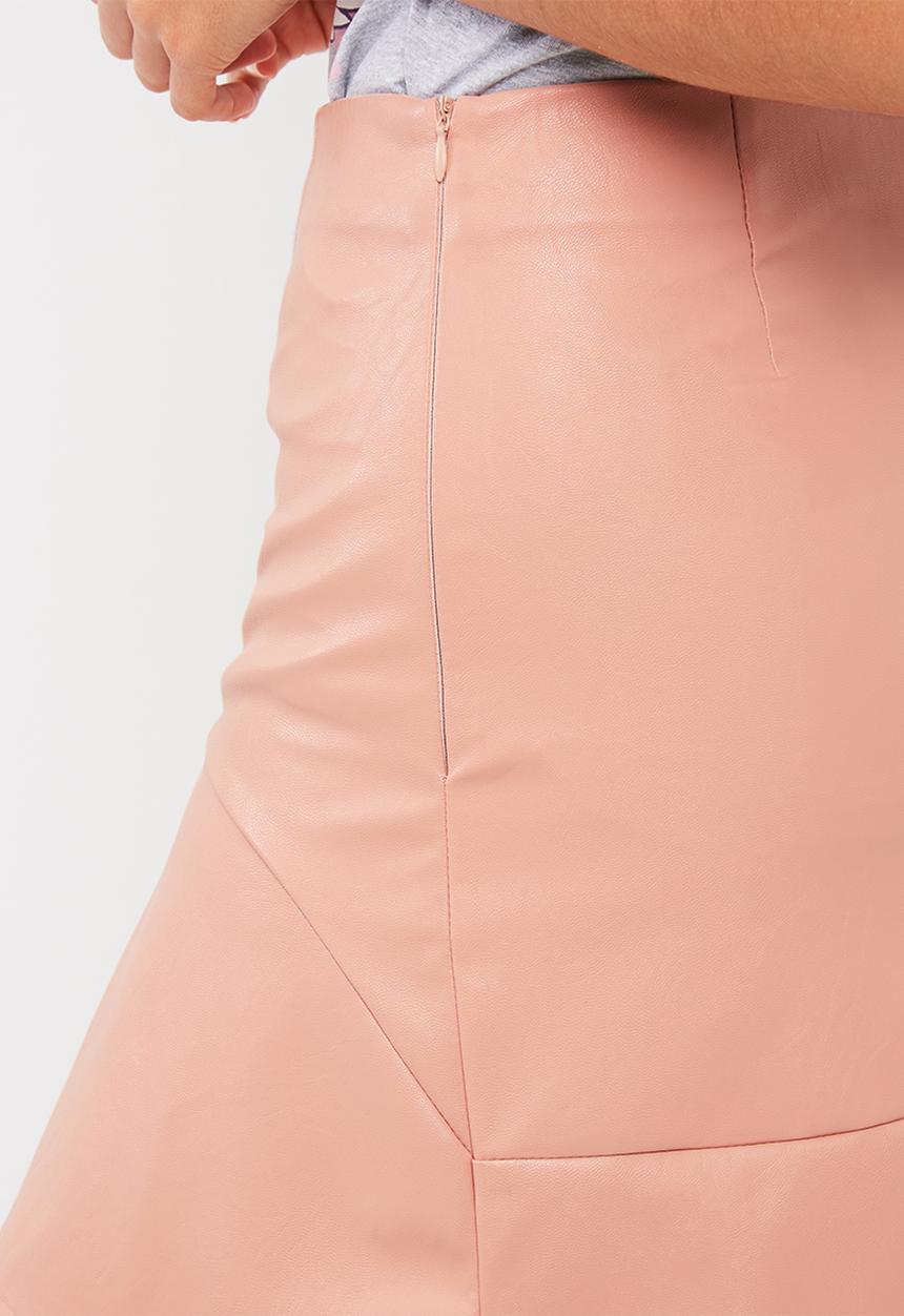 Missguided - Frill hem faux leather mini skirt